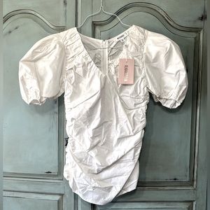 Brand new with tags, misguided, puff sleeve, zip up shirt